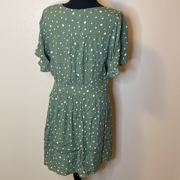 mo:vint Sage Green Polka Dot Mini Dress - Picture 5 of 6